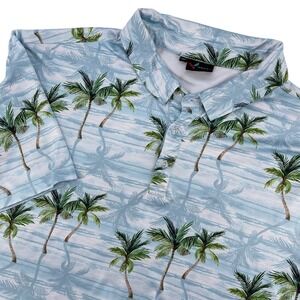 Yatta‎ Golf Polo Shirt Palm Tree Print Short Sleeve 3XL